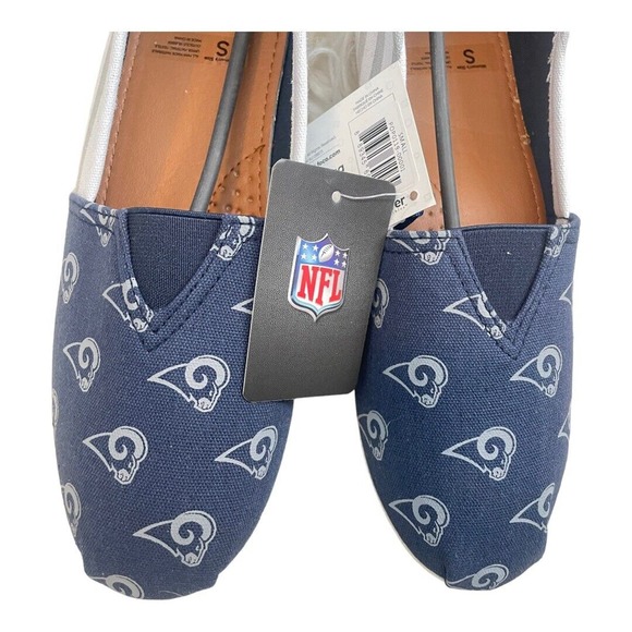 NFL LA Rams Espadrille Flats Foco Women's Blue/Grey- Size Small 5/6 NWT - Picture 2 of 6